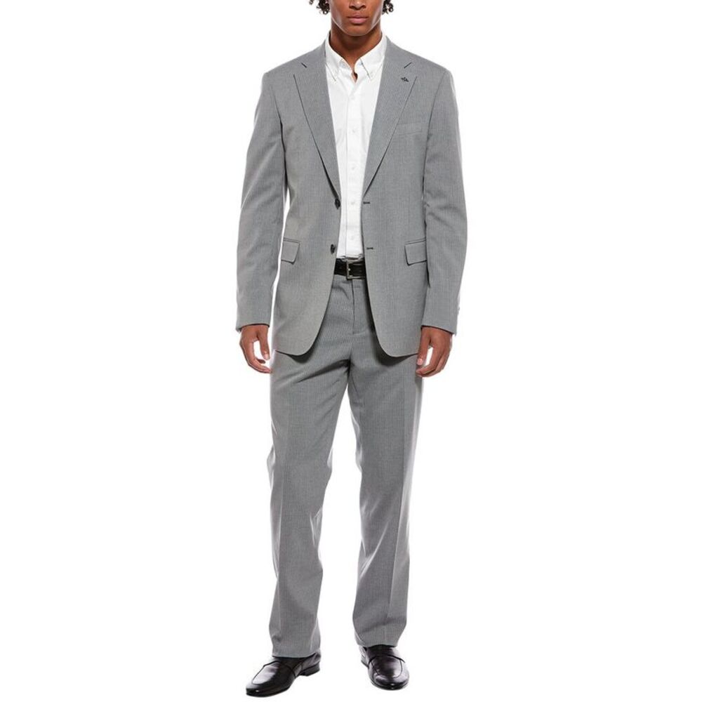 Scotch & Soda Mens 2Pc Suit With Flat Front Pant, Grey